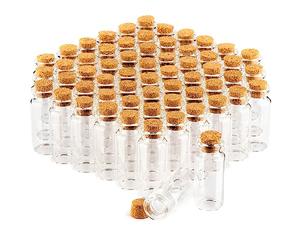 com-four® 60 vasetti di spezie da 10 ml con tappo in sughero, set di mini bottiglie di vetro, set di bicchieri regalo, conservazione di oli, spezie, erbe o tè (060 pezzi)