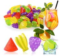 COM-FOUR® 60x cubetti di ghiaccio riutilizzabili a forma di frutta caraibica - cubetti di ghiaccio per feste per bevande rinfrescanti - cubetti di ghiaccio con design a frutta (60 pezzi - frutta)