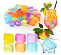 COM-FOUR® Cubetti di ghiaccio riutilizzabili 60 pezzi – fantastici colori per feste