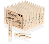 Com-four® 60x Mollette Sostenibili in Legno di Betulla Non Trattato per Il Bucato e Il Fai da Te (60 Pezzi)