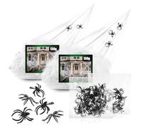 COM-FOUR® 66 pezzi set di decorazioni da per Halloween, ragnatela | spaventosa ragnatela bianca come decorazione per Halloween - carnevale - feste horror o a tema