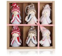 COM-FOUR® 6x angeli pendenti per albero di Natale premium - Decorazioni - figure di fate come etichette regalo - Troll decorativi svedese-scandinavi