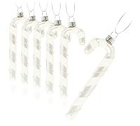 COM-FOUR® 6x Ciondoli albero di Natale a forma bastoncino di zucchero - Decorazioni per l'albero di Natale da appendere - Bastoncini di zucchero (color argento - 4 pezzi)