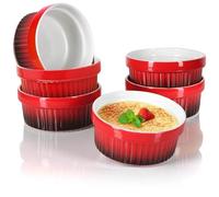 COM-FOUR® 6x ciotola per pinne di ragù - stampi da forno in rosso - ciotola per crème brulée - ciotola da dessert con 250 ml ciascuno - lavabile in lavastoviglie