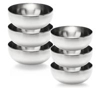 com-four® 6x Ciotole da Insalata in Acciaio Inox, set 20 cm e 24 cm, contenitori cucina per mescolare, servire o decorare