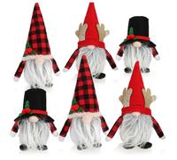 com-four® 6x folletti natalizi premium, figure invernali decorative, troll irlandesi e gnomi celtici barbuti per decorazioni festive (6x - Rosso/Nero/Bianco)
