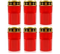 com-four® 6x LED grave light - Candela a LED luce eterna - Candela grave rossa con effetto tremolante (06 pezzi V1 - a batteria)