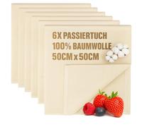 COM-FOUR® 6x Lino panettiere, tela formaggio, panno filtrare, 100% cotone - Panni intrecciati per la preparazione dell'impasto - Riutilizzabili, resistenti presenza di elevata - Cottura del pane