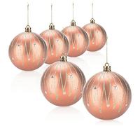 COM-FOUR® 6x palle di Natale, palle di Natale in plastica antirottura per Natale, decorazioni per l'albero di Natale con ciondoli