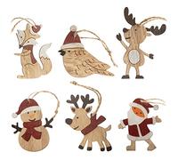 COM-FOUR® 6x Set Ciondoli in Legno per Decorazioni per Alberi di Natale - Decorazioni per Alberi di Natale per Decorare - Decorazioni per Alberi di Natale in 6 Disegni Natalizi