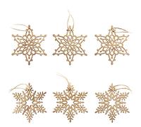 COM-FOUR® 6x set di ciondoli in legno per decorazioni per alberi di Natale - Decorazioni per alberi di Natale per la decorazione - Decorazioni per alberi di Natale con design a fiocco di neve
