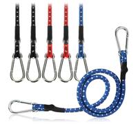 COM-FOUR® 6x tenditori in gomma - tenditori per bagagli con strisce bianche - fune di tensione con moschettoni - gomme di tensione per biciclette, auto, bagagli (80 cm - 6 pezzi - colorato)