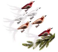 com-four® 6x uccelli su clip - uccelli lucenti con lunghe piume di coda bianche - gioielli decorativi per la casa - decorazione della stanza con piccole paillettes