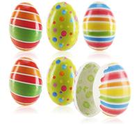 com-four® 6X Uovo di Pasqua Decorative da Riempire - Uova Colorate da Riempire per Pasqua - Piccole Uova di Pasqua Multicolore con Strisce e Punti