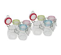 com-four® 8 barattoli di muratura con coperchio oscillante, barattolo oscillante in filo metallico con anello di gomma in fantastici colori, 100 ml [la selezione varia] (08 pezzi - 100 ml)