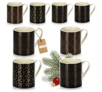 com-four® 8x tazze in ceramica 180 ml stile art déco, piccoli bicchieri vintage per espresso, americano, tè e vin brulé, ideali per bevande calde