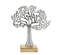 com-four® Albero decorativo in metallo su base in legno, albero decorativo in metallo da collocare, albero della vita come regalo (1 pezzo - albero)