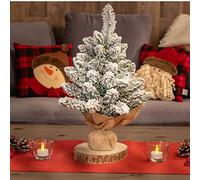 COM-FOUR® Albero di Natale - Piccolo albero decorativo con neve decorativa e rami di abete - Grandi decorazioni da tavola per il periodo dell'Avvento (48 cm. rami verdi. neve)