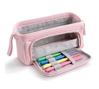 com-four® astuccio grande con 3 scomparti - alta capacità per penne e accessori - porta penne per scuola, ufficio e studio - per ragazzi e adulti (rosa - astuccio)