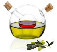 com-four® bottiglia per olio e aceto con tappo in sughero - caraffa in vetro 2 in 1 per il riempimento - bottiglia in vetro con inserto e 2 aperture 42 ml, 300 ml (1 pezzo - 2 in 1)