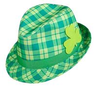 com-four® Cappello Fedora St. Patrick's Day, Cappello Verde con Trifoglio | Accessorio costume irlandese per il giorno di San Patrizio