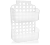 com-four® Cestino doccia con 2 scomparti - porta bagnoschiuma da appendere in doccia - porta gel doccia regolabile in altezza - mensola doccia (1 pezzo - 36x25 cm bianco)