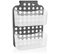 com-four® Cestino Doccia con 2 Scomparti, Porta Gel Doccia con Ganci per Appendere, scaffali da Appendere Regolabili in Altezza (1 Pezzo - 36x25 cm Grigio)