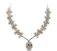 com-four® Collana Teschio per Halloween - Collana con teschio e pendenti in osso - Accessori per costume - Accessorio per uomo e donna (01 pezzo - collana teschio)