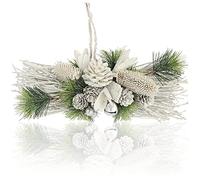 com-four® Composizione Natalizia - Coni, ramoscelli e Bacche Scintillanti Come Decorazioni Decorative per pareti - Composizione Floreale Fatta a Mano Come Decorazioni (Bianco - Glitter)