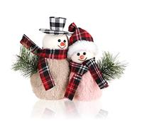 com-four® coppia di pupazzo di neve taglia L, dolce decorazione natalizia, ideale come decorazione da tavola per l'Avvento, bellissime figure decorative per interni (rosso-verde - L)