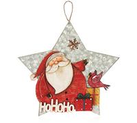 COM-FOUR® Decorazione da appendere Natale - Appendino di legno a forma di stella - Grande cuore decorativo con Babbo Natale - Decorazione murale natalizia (Hohoho - Stern)
