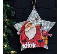 COM-FOUR® Decorazione da appendere Natale, Appendino di legno a forma | Grande cuore decorativo con Babbo Natale - Decorazione murale natalizia