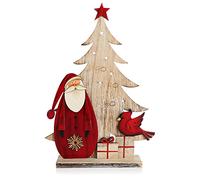 com-four® Decorazione Natalizia con Babbo Natale in Legno Laccato - Decorazione Natalizia Premium da appoggiare, per tavola e Altro (01 Pezzo - Babbo Natale 33cm)