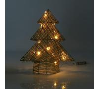 com-four® Decorazione per albero di Natale a LED - Decorazione per albero di Natale con LED e timer - Supporto per albero di Natale con luce bianca calda (01 pezzo - albero - 32 cm - timer)