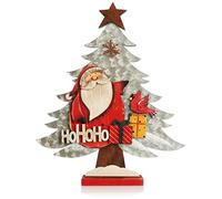 com-four® Espositore decorativo per Natale - Albero di Natale in legno - Albero di Natale con Babbo Natale da decorare (Babbo Natale con abete)