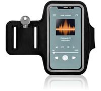 COM-FOUR® Fascia da braccio sportiva - tasca sul braccio per smartphone - tasca per MP3 e cellulare per la parte superiore del braccio - ideale per corsa, jogging e sport (1 pezzo - nero)