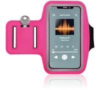 COM-FOUR® Fascia da braccio sportiva - tasca sul braccio per smartphone - tasca per MP3 e cellulare per la parte superiore del braccio - ideale per corsa, jogging e sport (1 pezzo - rosa)