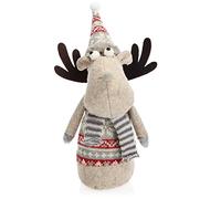 com-four® Figura di alce per la decorazione natalizia, figura di renna invernale come elemento decorativo svedese, simpatico sgabello ad angolo come decorazione della stanza (1 pezzo - grigio)