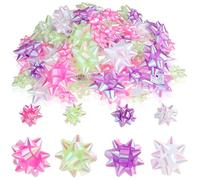 com-four® Fiocchi Regalo 120x - Fiocchi da 3 cm e 5 cm - Fiocchi autoadesivi già Pronti per Decorare Regali per Natale, Compleanni e Matrimoni (120 Pezzi - Bianco/Viola/Rosa/Verde)