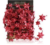 com-four® Ghirlanda di Stelle per Natale e Capodanno - Festoni Natalizi come Decorazione Natalizia - Festone Natalizio per Albero di Natale - 500 cm (Set02 - rosso/stelle)