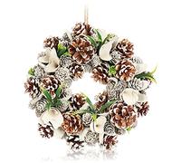 COM-FOUR® Ghirlanda natalizia da porta - Corona dell'Avvento con pigne, fiori e fili d'erba - Ghirlanda decorativa - Decorazione natalizia - Ghirlanda da tavola - Ghirlanda natalizia