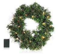 COM-FOUR® Ghirlanda per porte a LED Natale - Ghirlanda dell'Avvento con illuminazione a LED - fantastiche decorazioni natalizie - 30 LED bianco caldo con timer