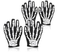 com four® Guanti scheletro nero bianco Accessori costume con motivo osseo per