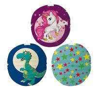 COM-FOUR® Lanterna 3x con motivi colorati - Lanterna di carta per San Martino e Halloween - Lanterna Martins per bambini [la selezione varia] (3 pezzi - Ø 24cm colorati)