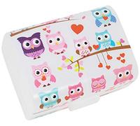 com-four® Lunch Box Gufi - Box Pranzo con 3 Scomparti - Box Porta-Merenda per Scuola e Tempo Libero - 17 x 13 x 10 cm (001 pezzi - gufi)