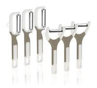 COM-FOUR® Pelapatate 6x in 2 versioni 3 pezzi con croce e 3 con lama più lunga per sbucciare frutta e verdura in modo economico Pelapatate Pelapatate Pelapatate con lama a pendolo