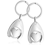 com-four Portachiavi angelo custode con chip per carrello della spesa, angelo con chip per la spesa rimovibile per il carrello, 2 pezzi - Cuore, Taglia unica