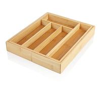 com-four® portaposate in bambù - inserto portaposate estraibile per il cassetto - contenitore (01 pezzo - marrone - allungabile)