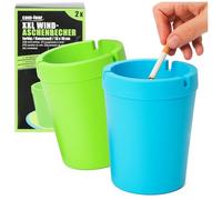 COM-FOUR® Posacenere 2 x XXL per esterni - posacenere antivento - bicchieri tempesta con coperchio - posacenere per auto, Ø 10 cm (verde + blu)