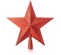 Com-four® Puntale a Forma di Stella Rossa per Albero di Natale - Decorazione Tradizionale per la Punta dell'Albero